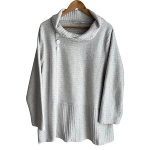 Habitat Cowl Neck Fleece Pullover Sz XL Grey Lightweight Top Relaxed Fit EUC